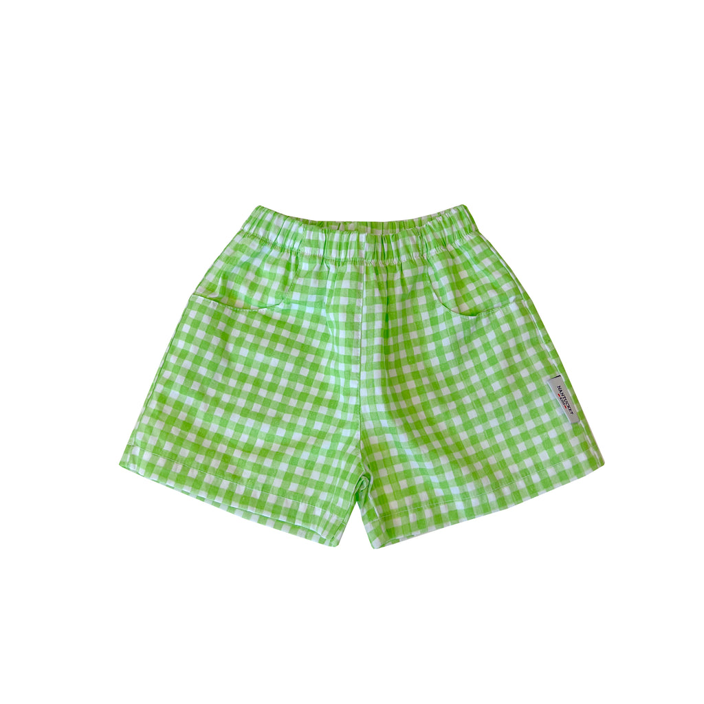 Grass Green Gingham Poplin Play Shorts