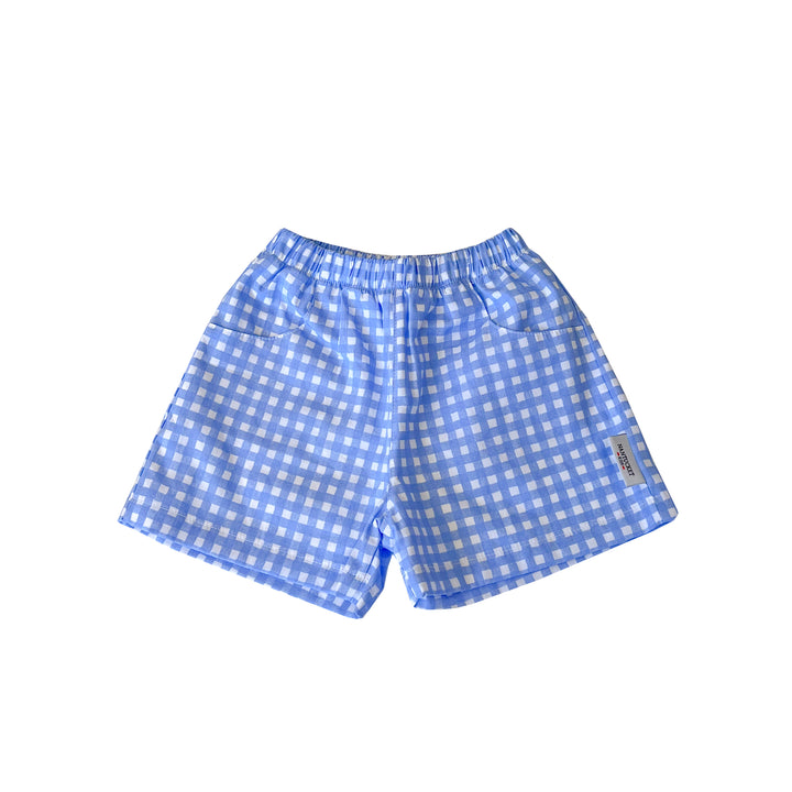 Cornflower Gingham Poplin Play Shorts