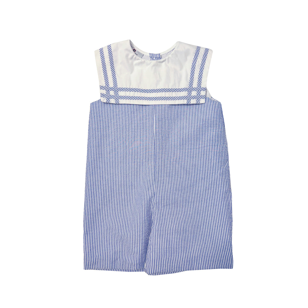 Little Sailor Shortall-Navy Seersucker