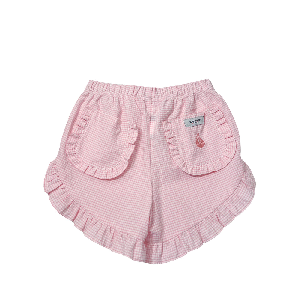 Shelby Seersucker Shorts-Pink Seersucker Check