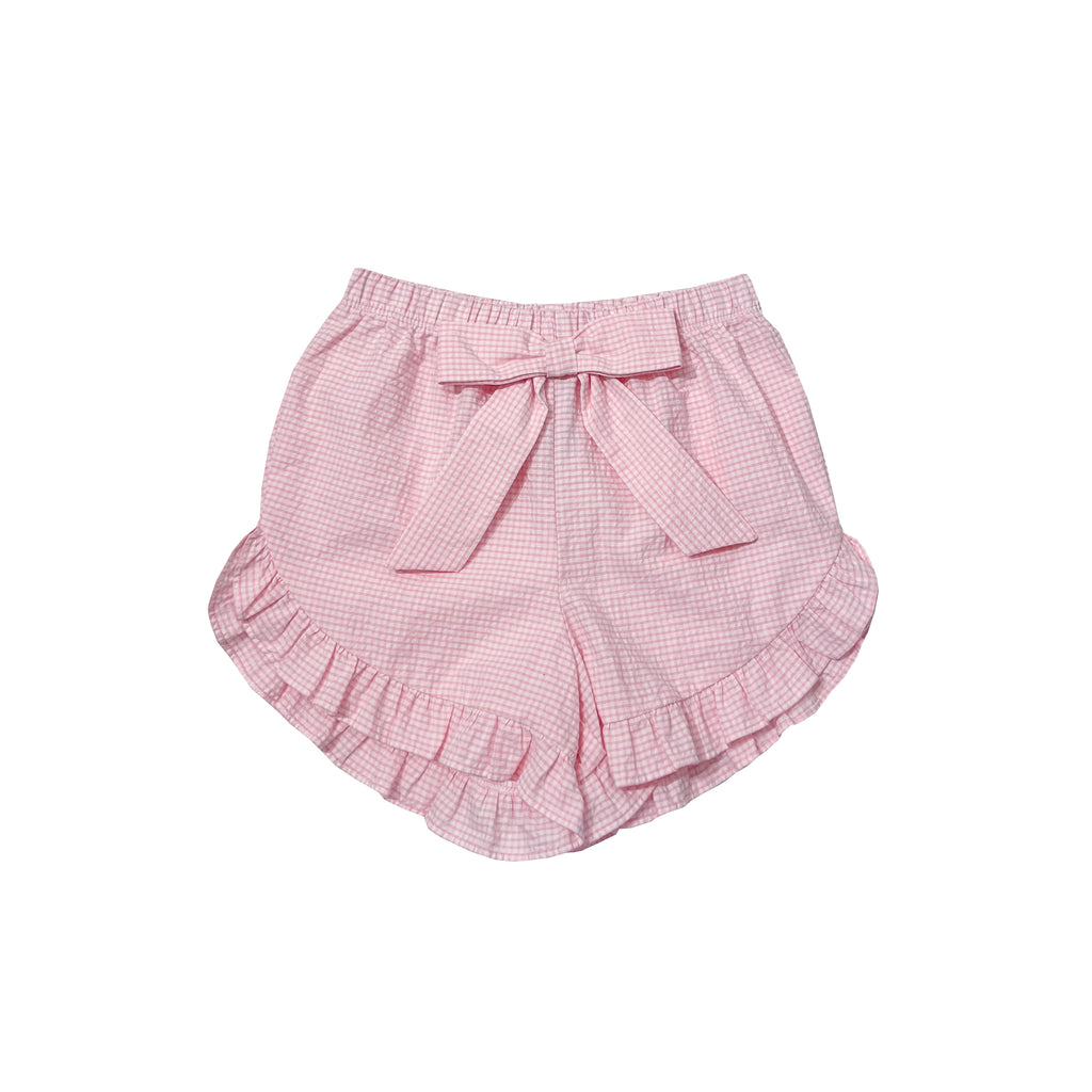 Shelby Seersucker Shorts-Pink Seersucker Check