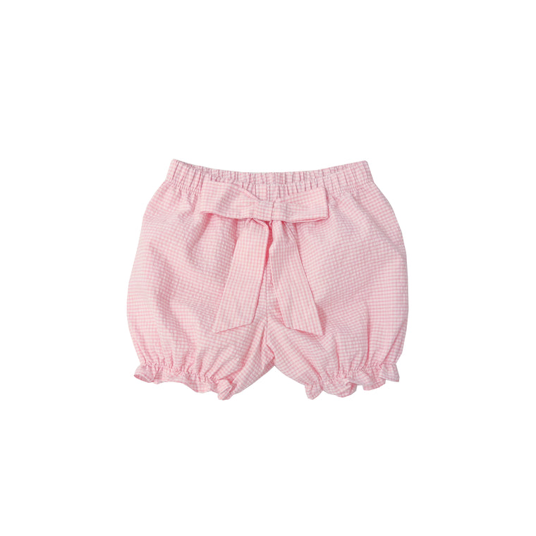 Bitty Bloomer Shorts-Pink Seersucker Check