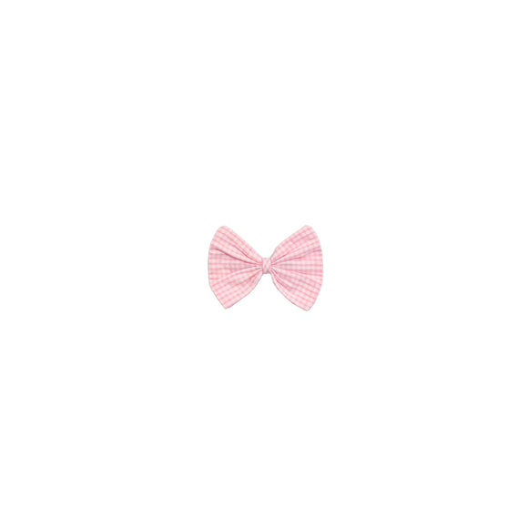 Holly Hair Bow-Pink Seersucker Check