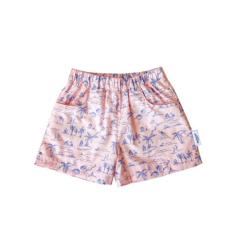 Tide Toile Poplin Play Shorts-Primrose