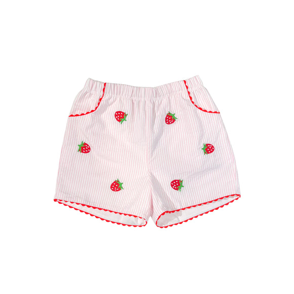 Strawberry Seersucker Shorts
