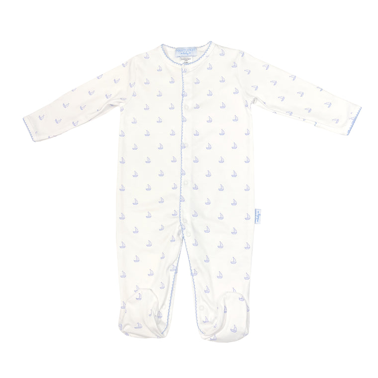 Tradewinds Pima Footed Romper-Chatham Bars Blue