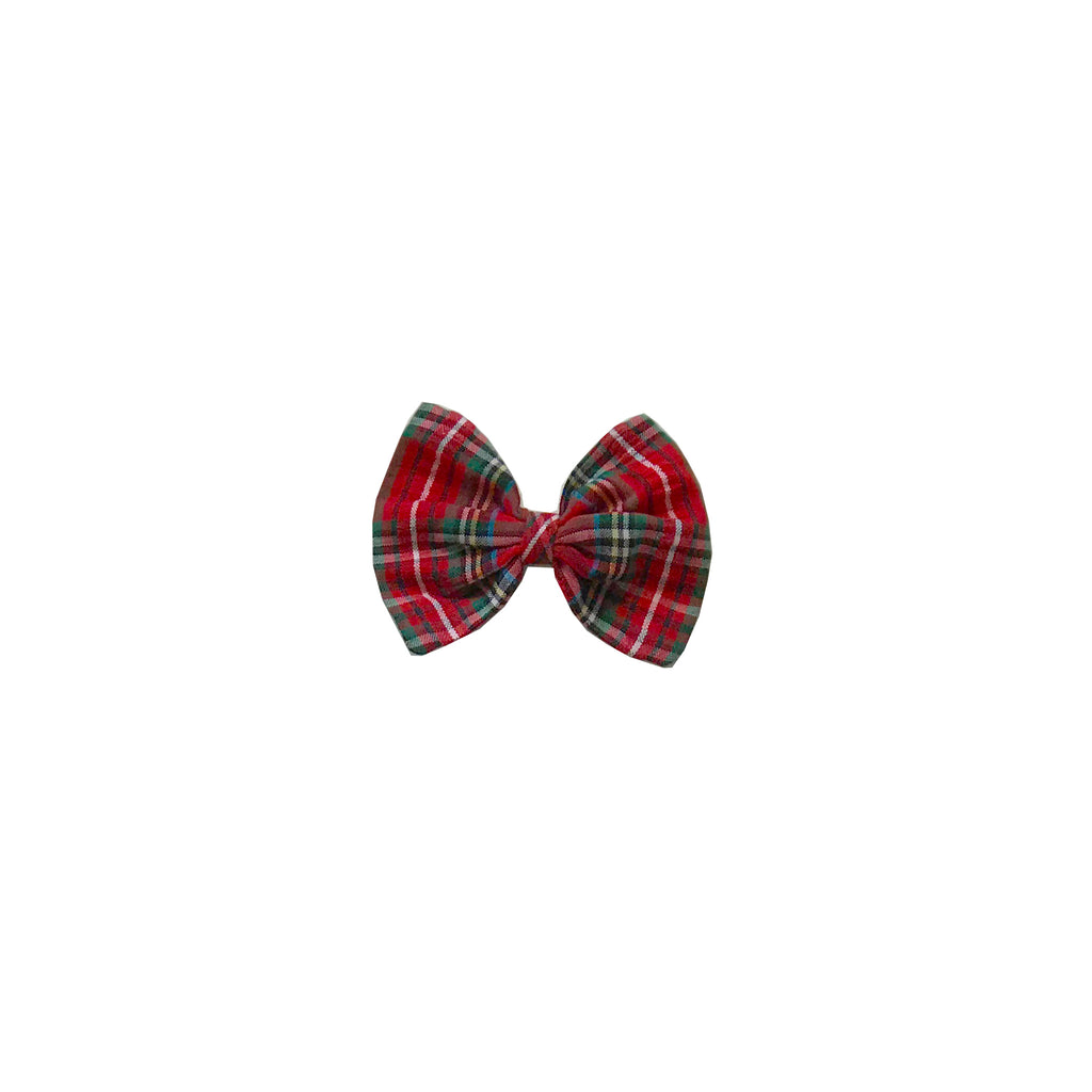 Holly Hair Bow-Seersucker Holiday Tartan