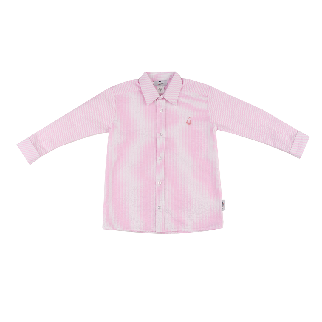 Seersucker Button Down-Pink Seersucker