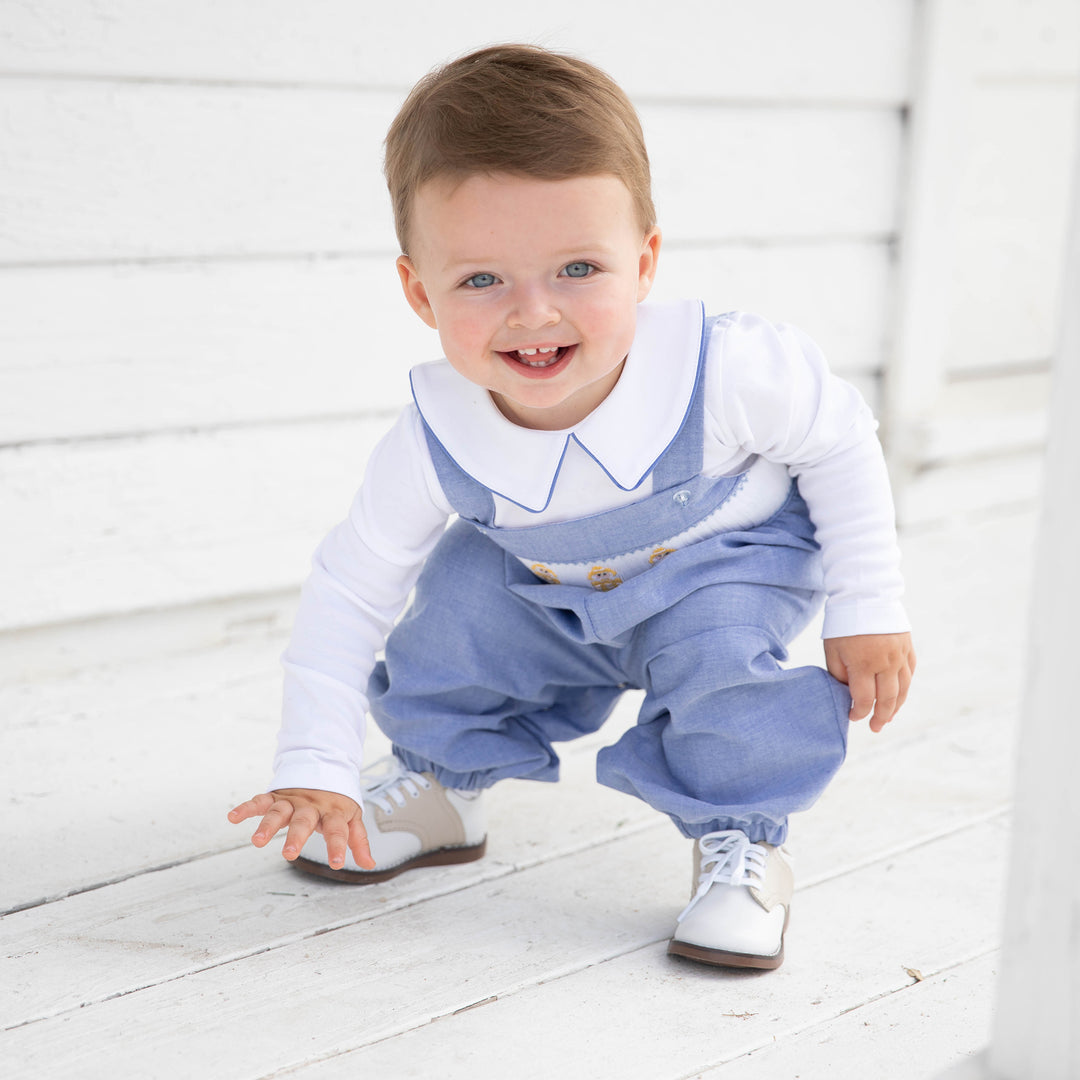 Nantucket Nutcracker Smocked Oxford Romper