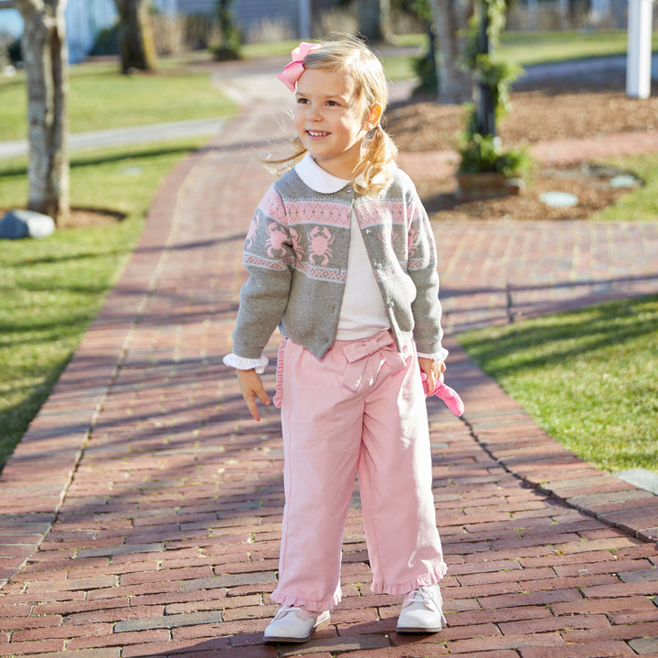 Ruffled Prep Pants-Pink Peony