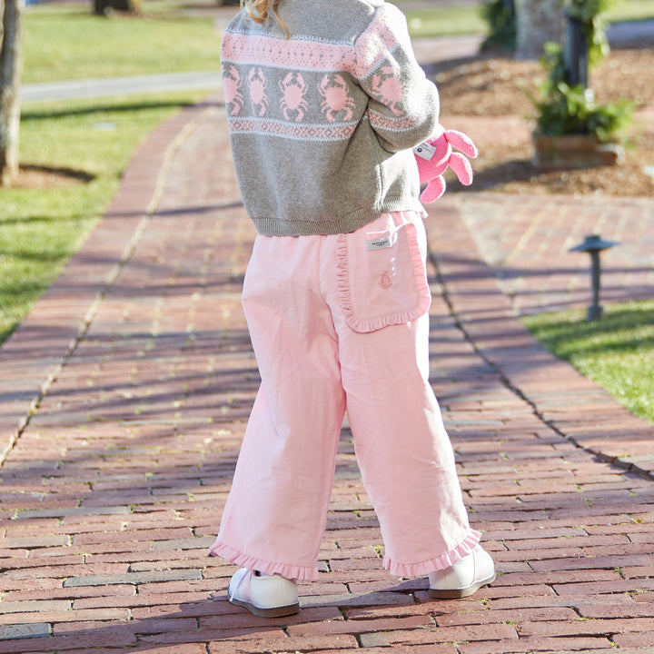 Ruffled Prep Pants-Pink Peony
