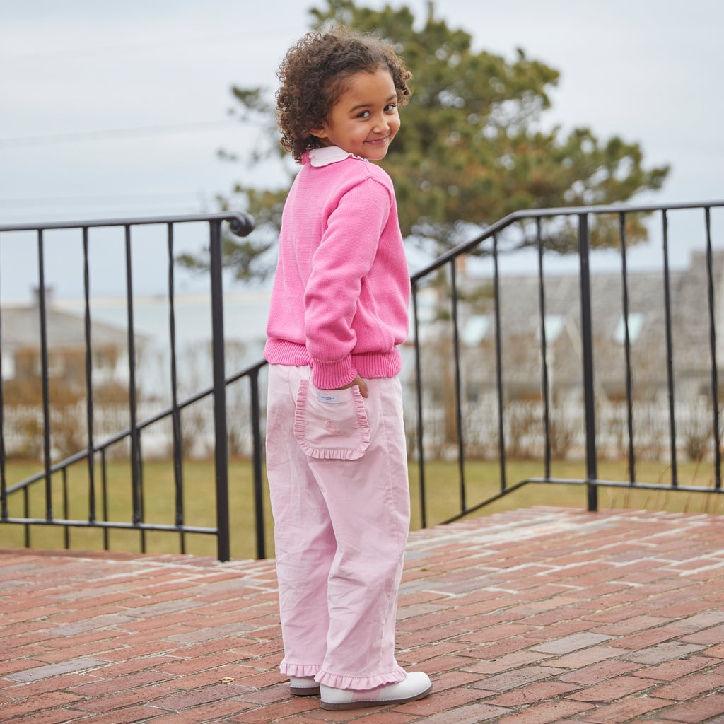 Ruffled Prep Pants-Pink Peony