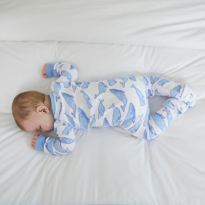 Watercolor Whales 1-Piece Pima Footie