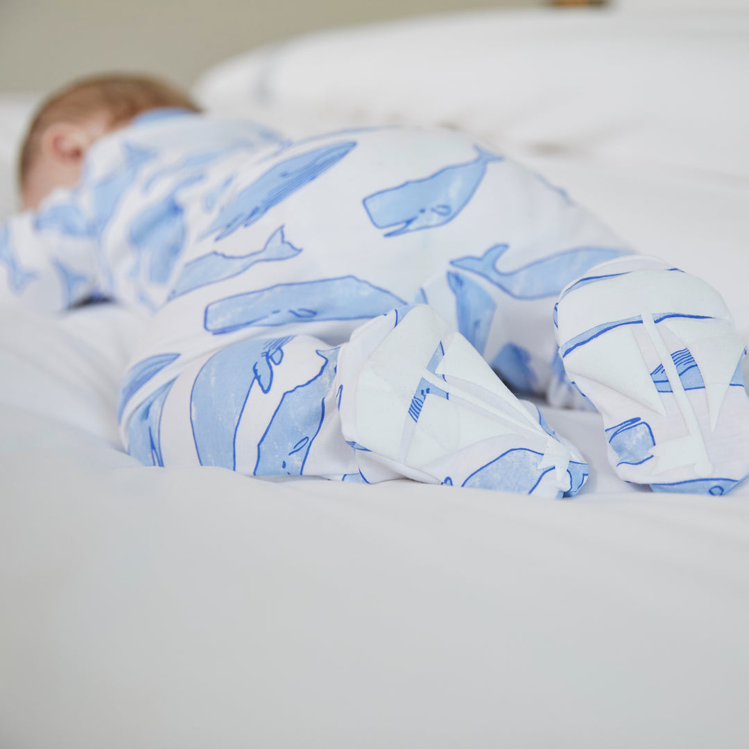 Watercolor Whales 1-Piece Pima Footie