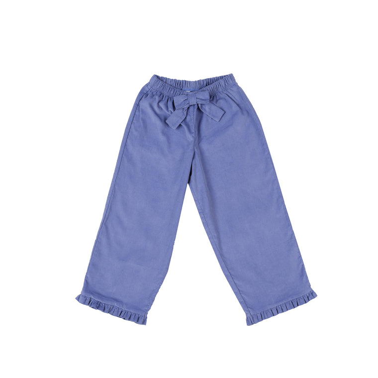 Ruffled Prep Pants-Cornflower Blue Corduroy