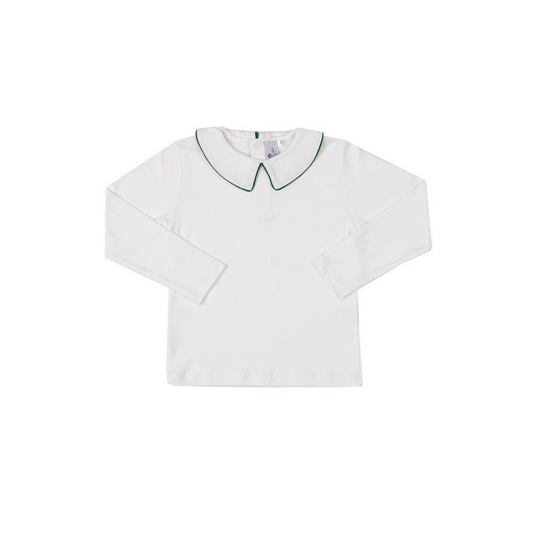 Pima Peter Pan Collar Shirt-Greenwich Green Trim