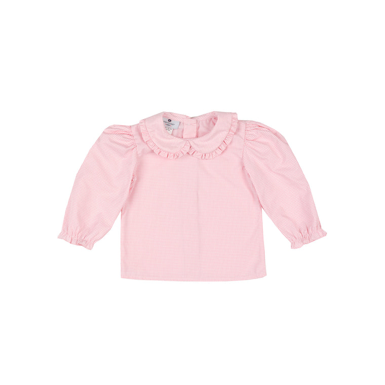 Georgette Gingham Blouse-Pink Peony