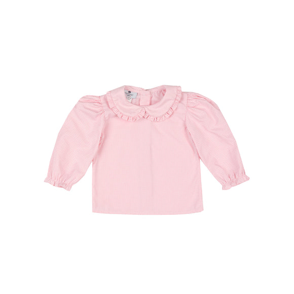 Georgette Gingham Blouse-Pink Peony