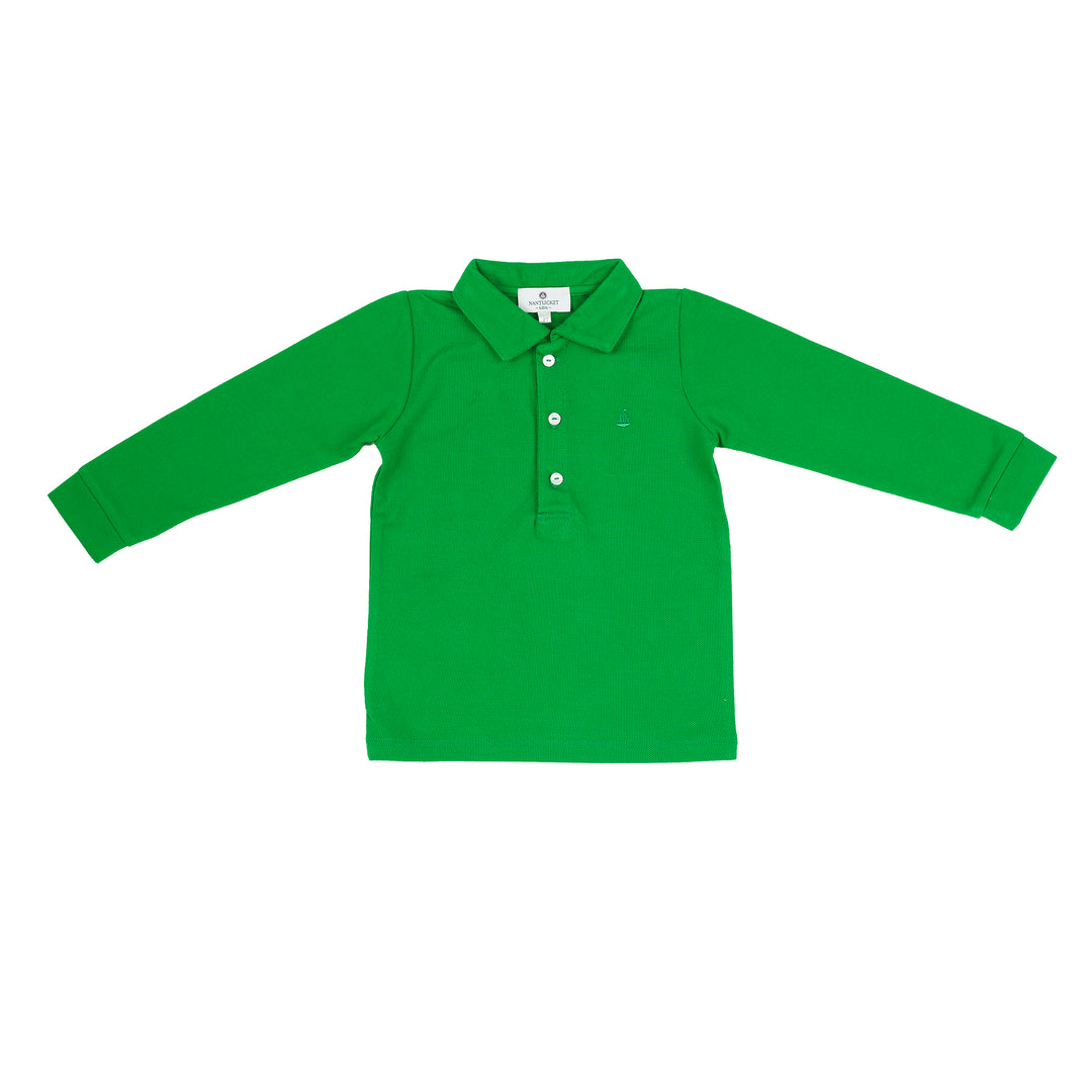 Set Sail Long Sleeve Pique Polo-Greenwich Green