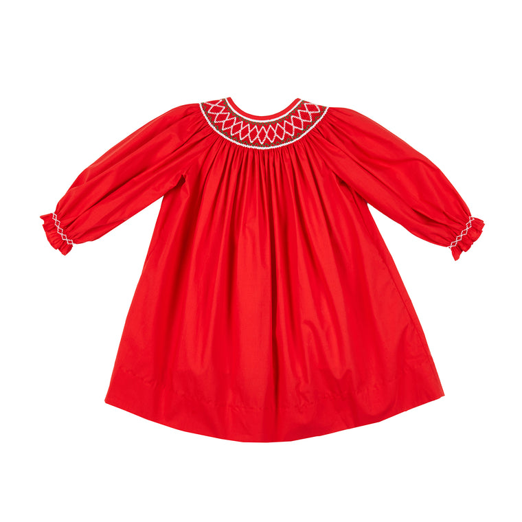 Karlie Smocked Dress-Royal Red