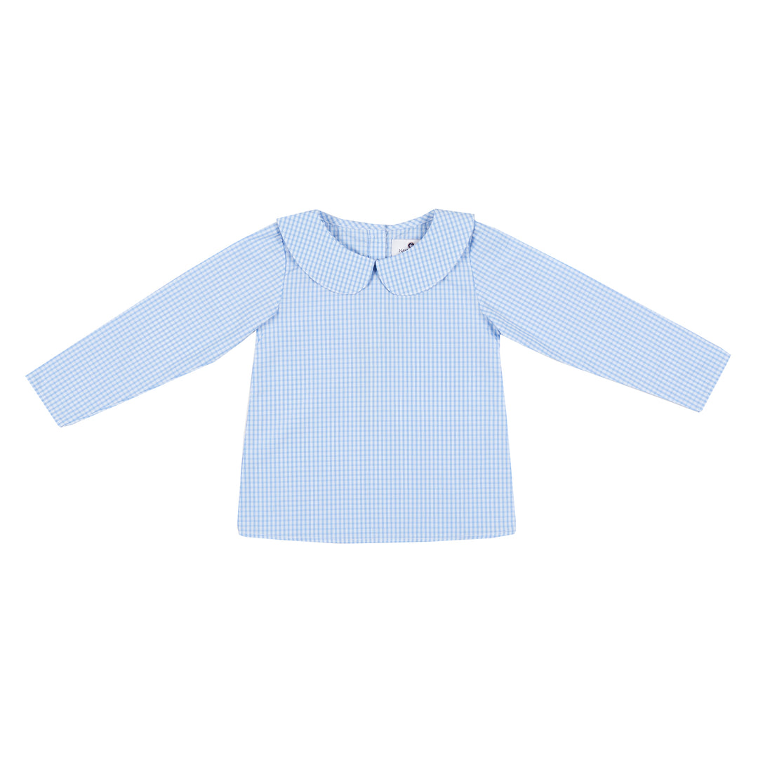 Peter Pan Collar Shirt-Chatham Bars Blue Gingham