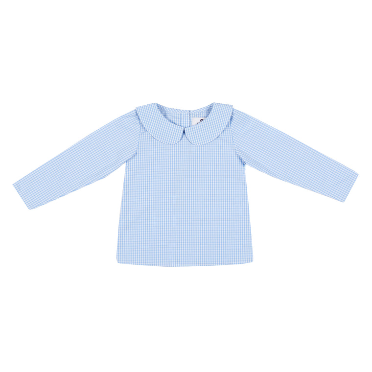 Peter Pan Collar Shirt-Chatham Bars Blue Gingham