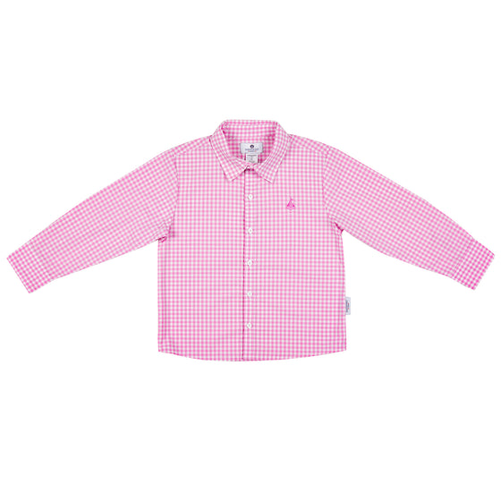 Boy's Button Down Shirt-Properly Pink Gingham