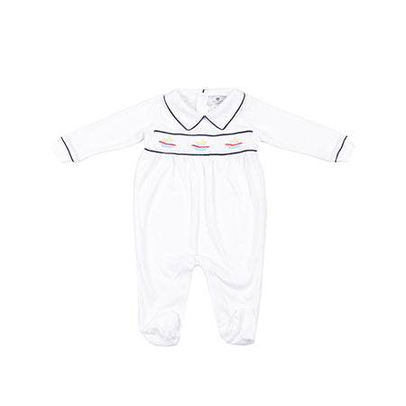 Tugboat Smocked 1-Piece Footed Romper