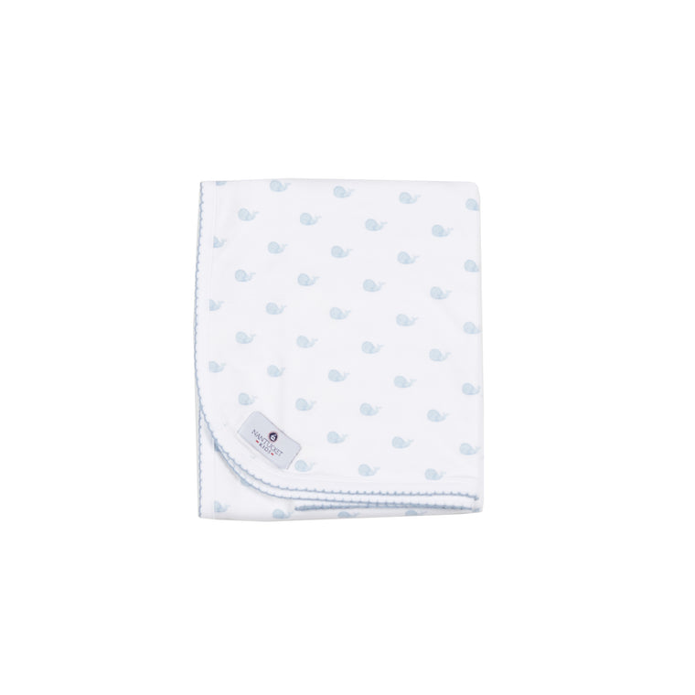 Whale Watch Pima Blanket-Blue