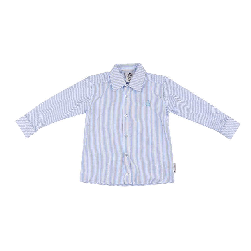 Seersucker Button Down-Blue Seersucker