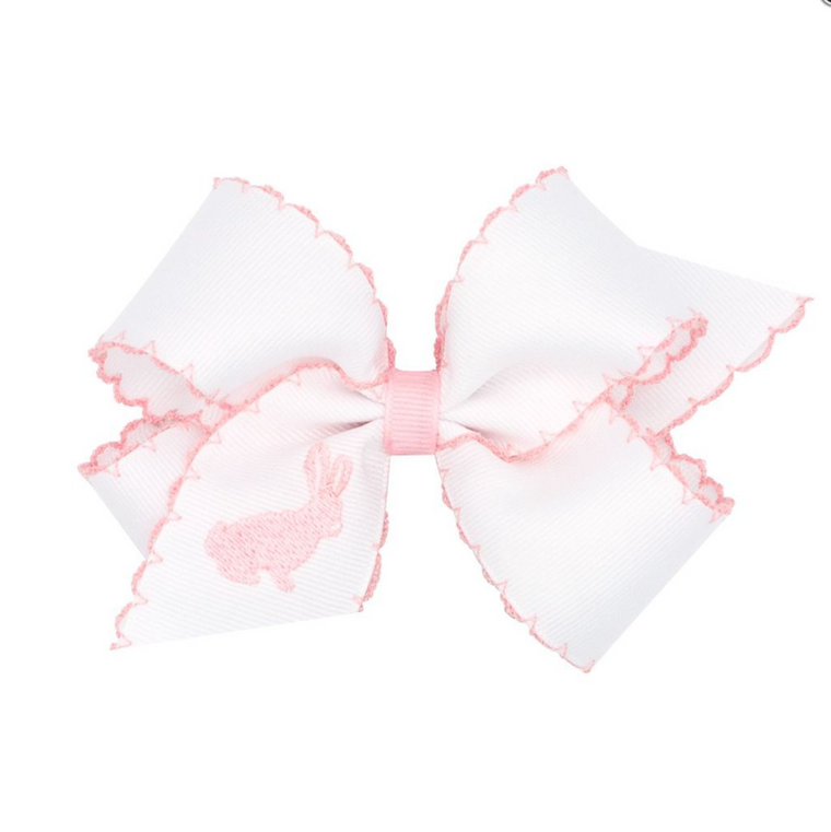 Wee Ones Medium Moonstich Bow with Embroidered Bunny