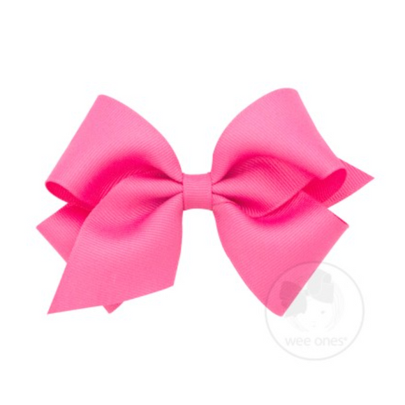 Wee Ones Small Classic Grosgrain Hair Bow-Hot Pink