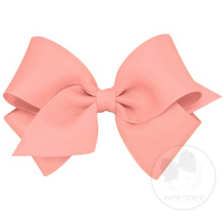 Wee Ones Small Classic Grosgrain Hair Bow-Coral