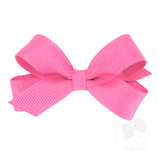 Wee Ones Tiny Classic Grosgrain Hair Bow-Hot Pink