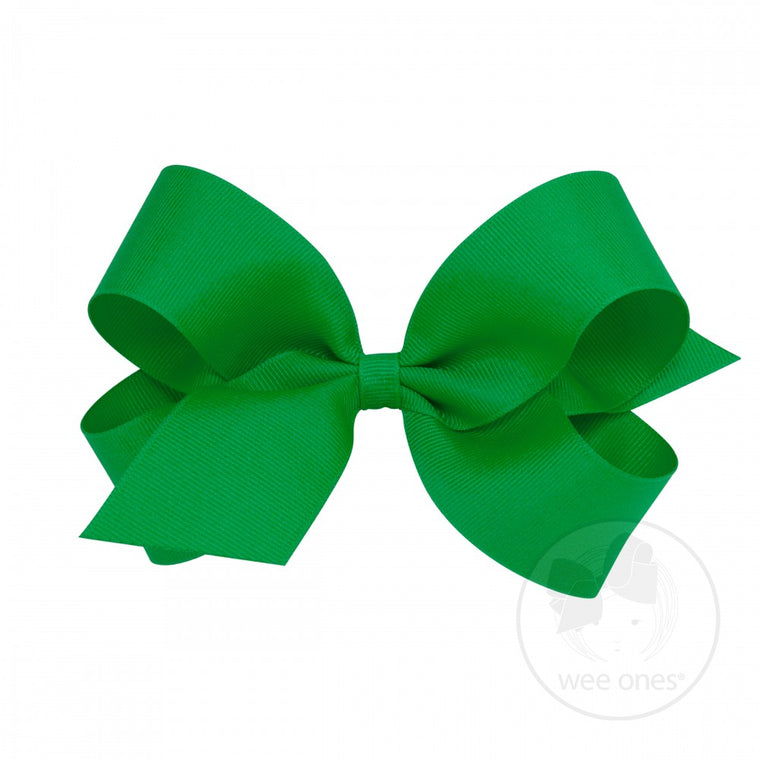 Wee Ones Small Classic Grosgrain Hair Bow-Greenwich Green