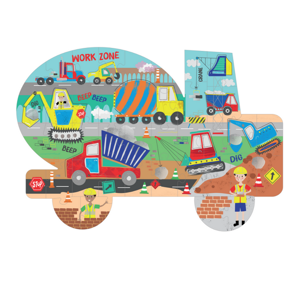 Construction 40pc "Truck" Shaped Jigsaw with Shaped Box