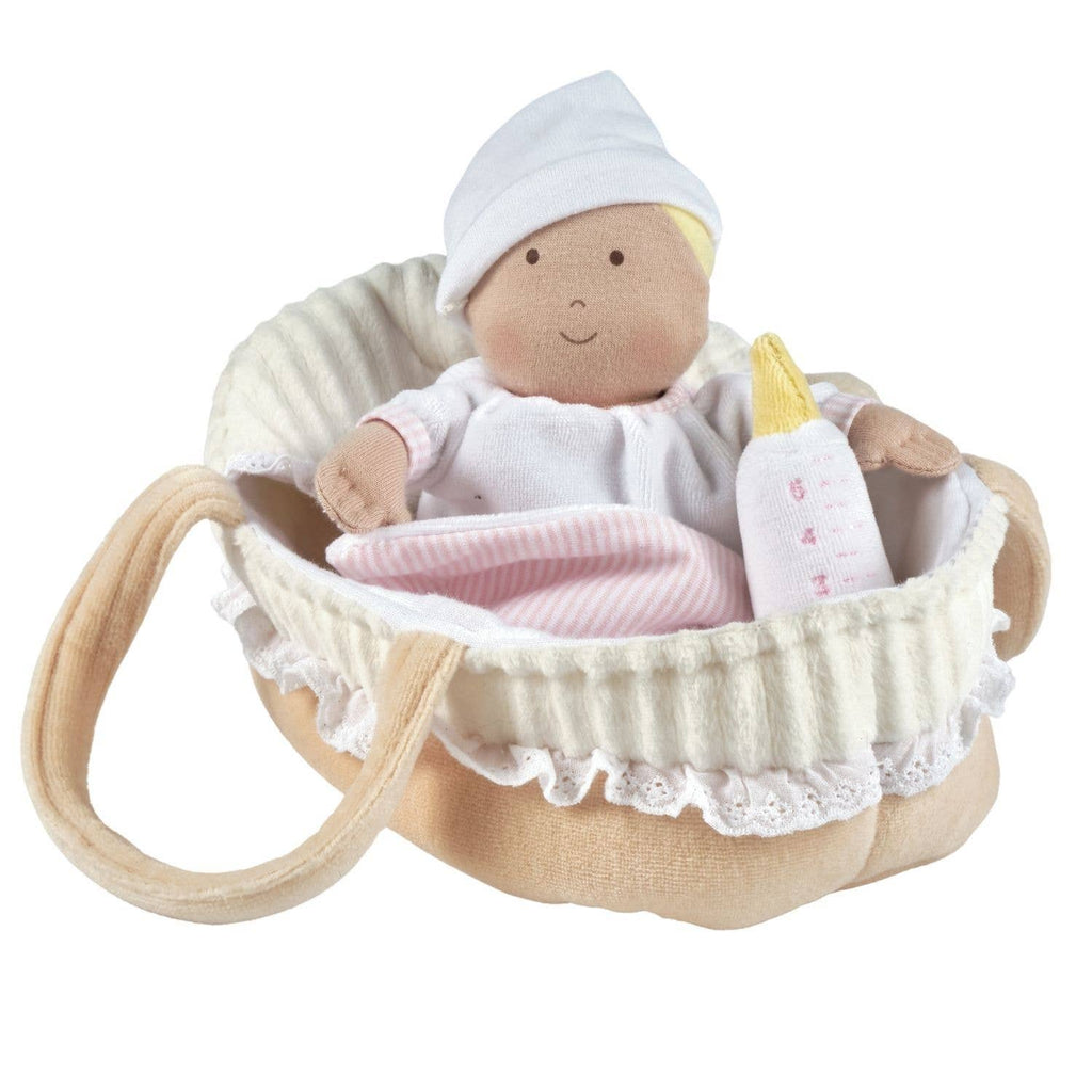 Carry Cot With Baby Grace , Bottle & Blanket