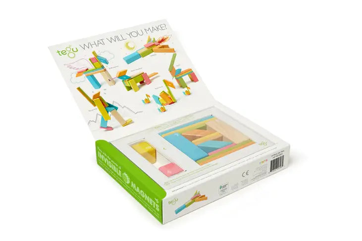 14 Piece Magnetic Wooden Block Set-Tints