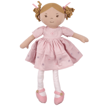 Amelia Lt. Brown Hair Doll in Pink Linen Dress w/Display Box