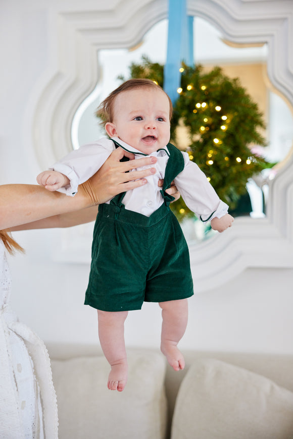 Samuel Suspender Shorts and Shirt Set-Hunter Green