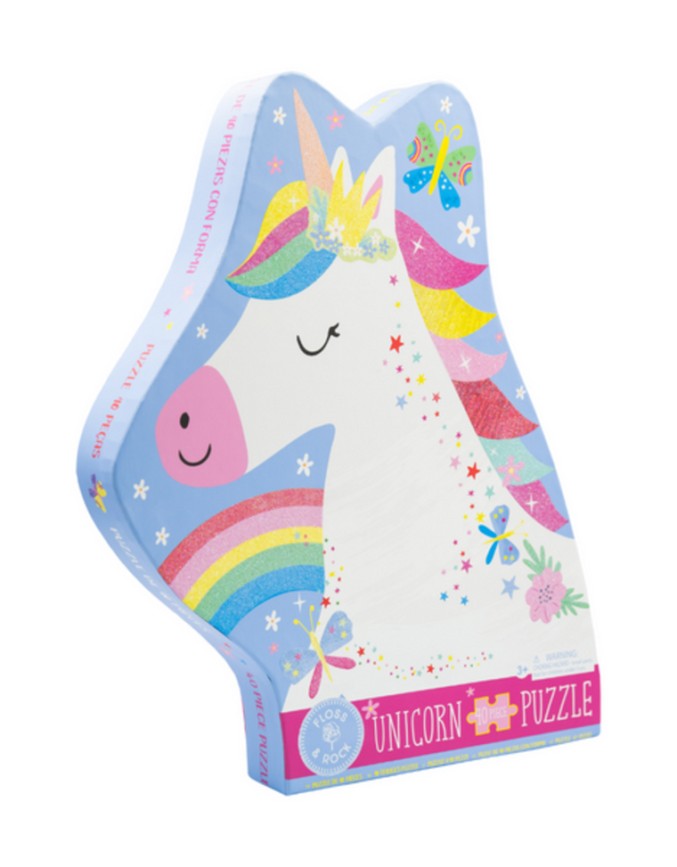 Rainbow Unicorn 40pc "Unicorn" Shaped Jigsaw with Shaped Box
