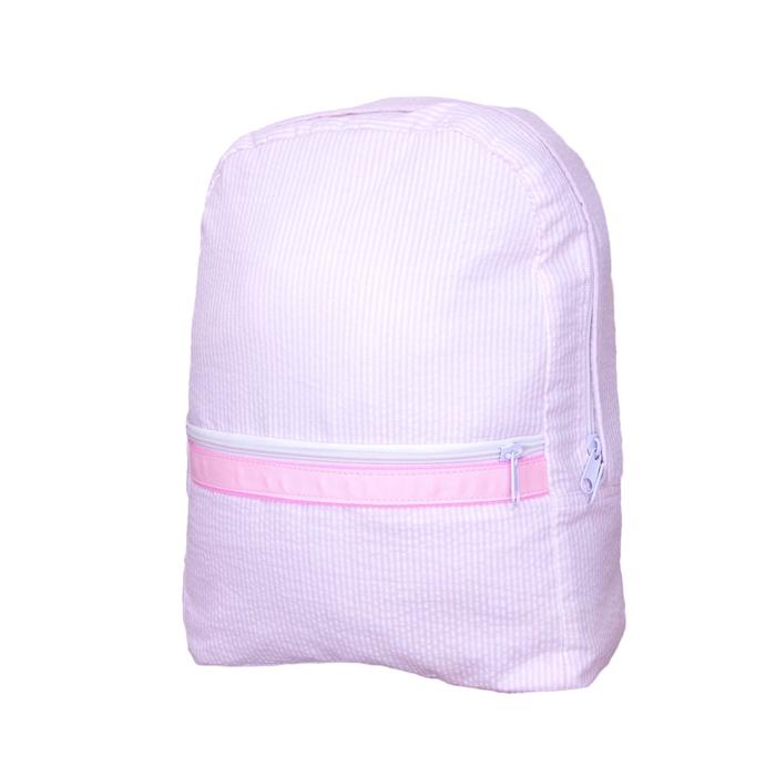 Oh Mint Pink Seersucker Medium Backpack