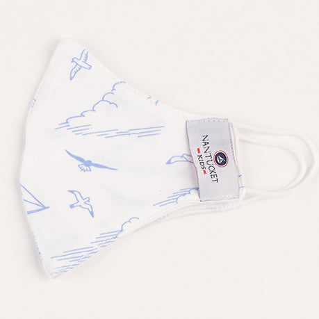 Seas The Day Face Mask-White with Blue