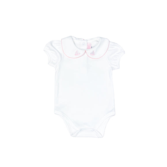 Tradewinds Embroidered Collar Bodysuit-Pink Boat