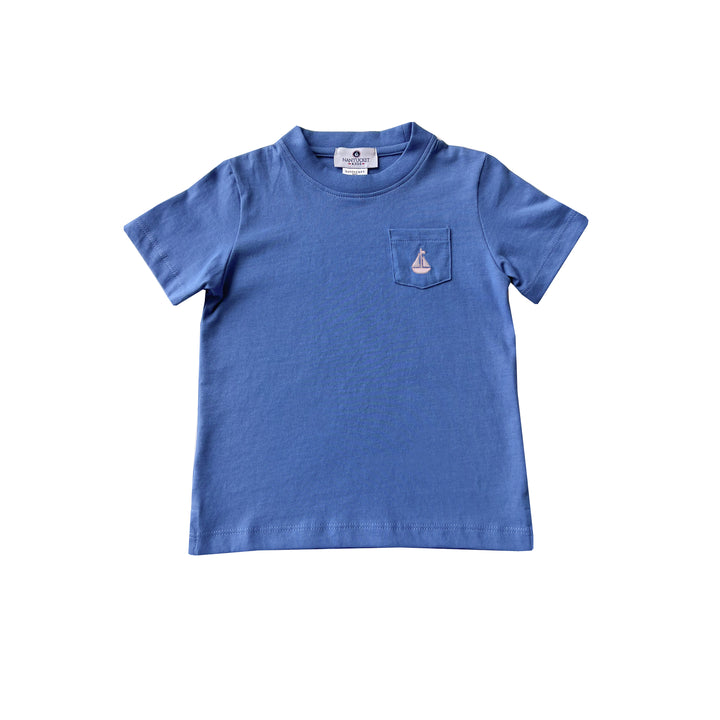 Tisbury Tee-Ultramarine with Light Blue Sailboat